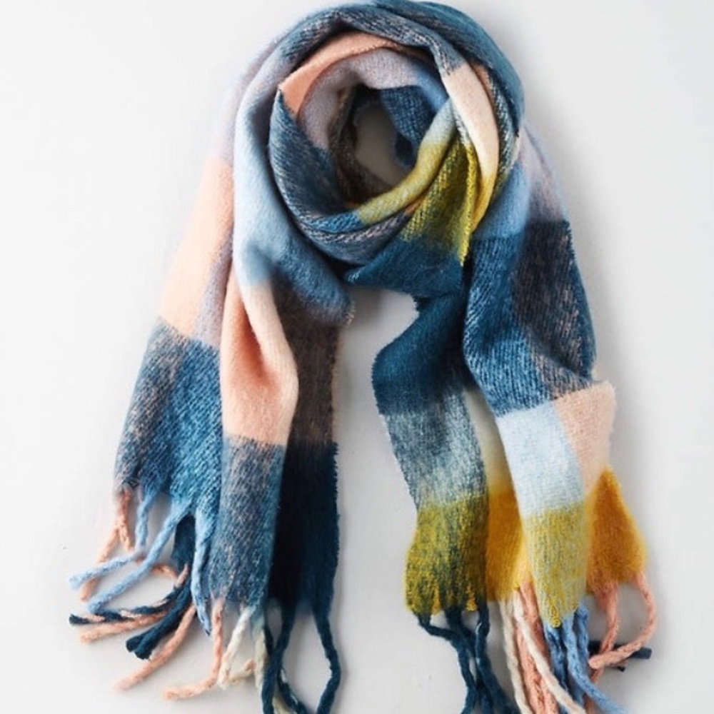 AEO oversized multicolored plaid blanket scarf